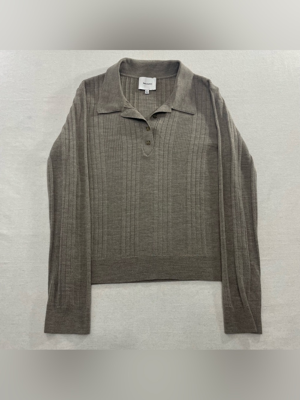 Reformation Hermia Regenerative Merino Polo Merino Wool Semi-Cropped XL